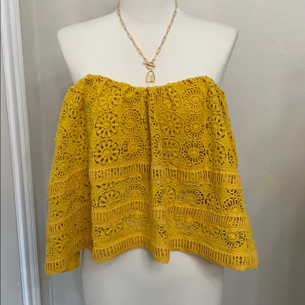 Free People Strapless Lace Top